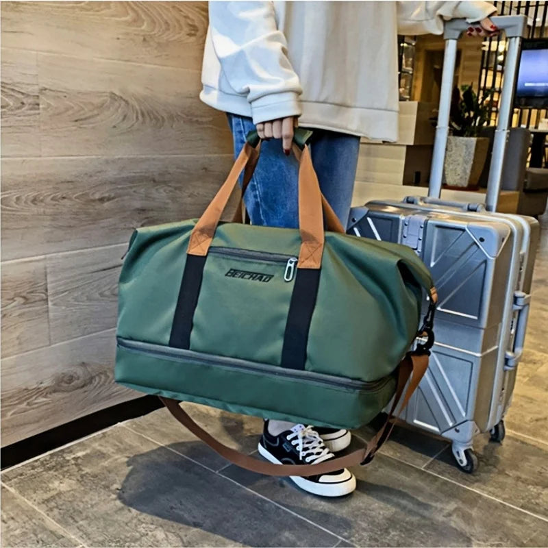 Fitness bag Large capacity Short-distance luggage portable fitness bag Travel bag Shoulder handbag Sports outdoor waterproof bag