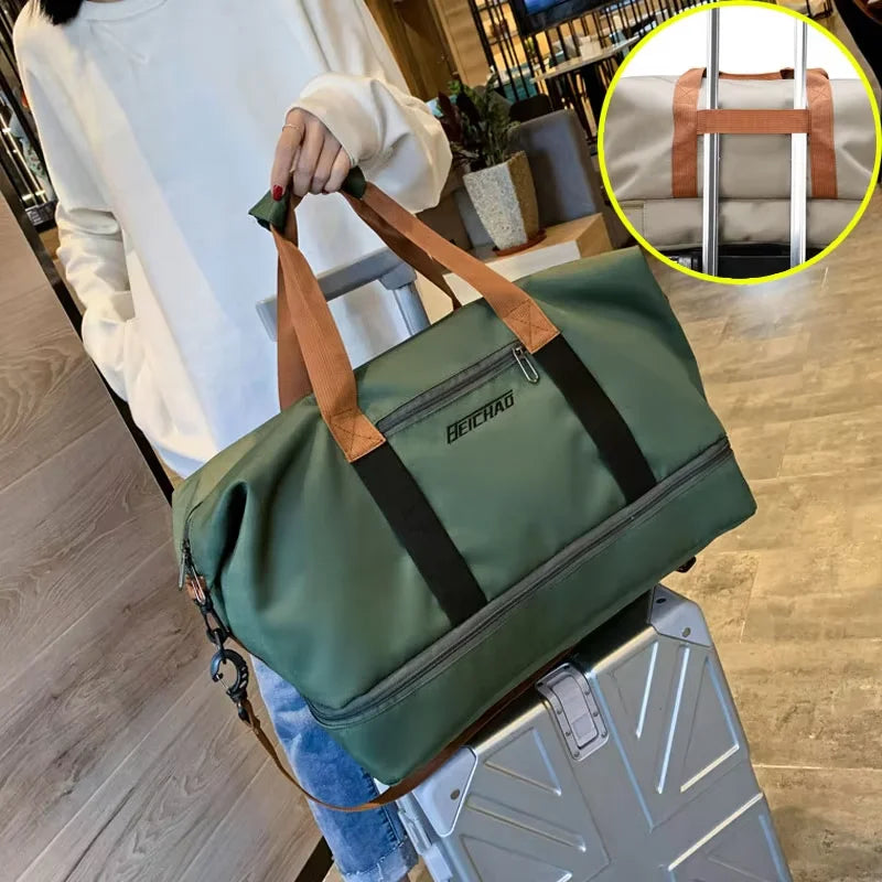 Fitness bag Large capacity Short-distance luggage portable fitness bag Travel bag Shoulder handbag Sports outdoor waterproof bag