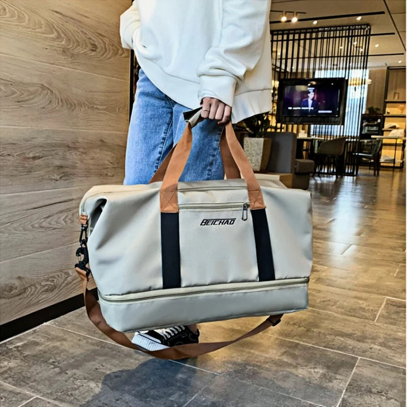 Fitness bag Large capacity Short-distance luggage portable fitness bag Travel bag Shoulder handbag Sports outdoor waterproof bag