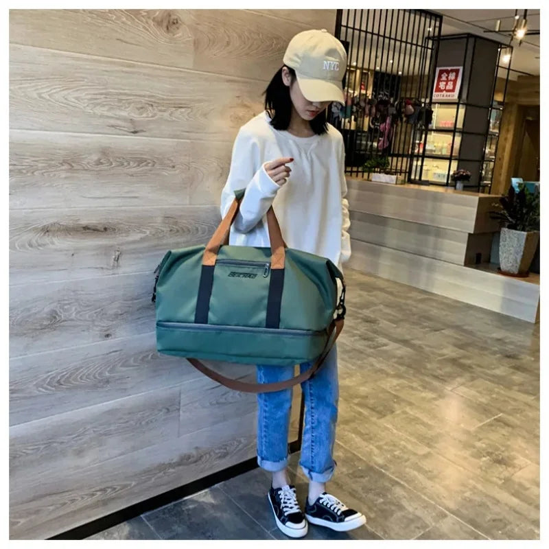 Fitness bag Large capacity Short-distance luggage portable fitness bag Travel bag Shoulder handbag Sports outdoor waterproof bag