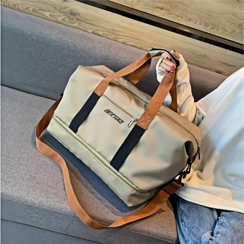 Fitness bag Large capacity Short-distance luggage portable fitness bag Travel bag Shoulder handbag Sports outdoor waterproof bag