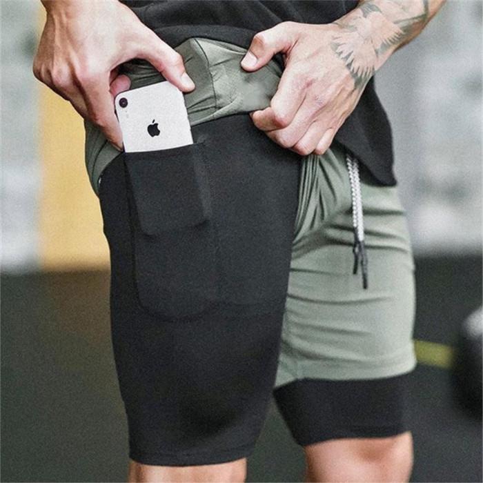 Men's 2-in-1 Running Shorts - Quick Dry Athletic Gym Training Shorts for Jogging & Fitness