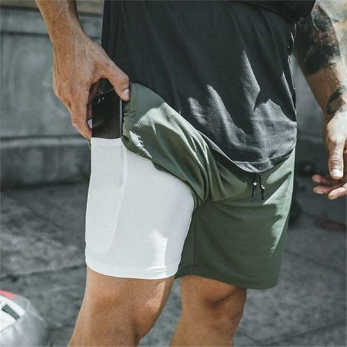 Men's 2-in-1 Running Shorts - Quick Dry Athletic Gym Training Shorts for Jogging & Fitness