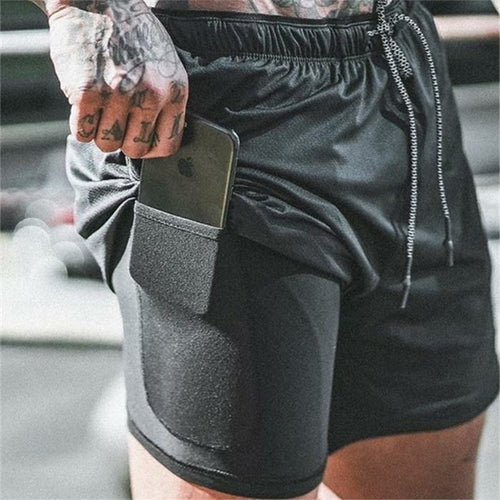 Men's 2-in-1 Running Shorts - Quick Dry Athletic Gym Training Shorts for Jogging & Fitness