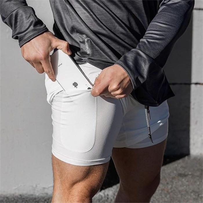 Men's 2-in-1 Running Shorts - Quick Dry Athletic Gym Training Shorts for Jogging & Fitness