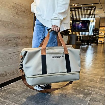 Fitness bag Large capacity Short-distance luggage portable fitness bag Travel bag Shoulder handbag Sports outdoor waterproof bag