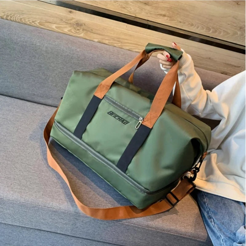 Fitness bag Large capacity Short-distance luggage portable fitness bag Travel bag Shoulder handbag Sports outdoor waterproof bag