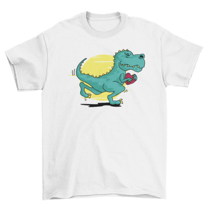 Running T-Rex Heart T-Shirt - Funny Dinosaur Running Tee for Runners & Fitness Enthusiasts